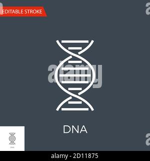 Icona della linea sottile del vettore correlato al DNA Illustrazione Vettoriale