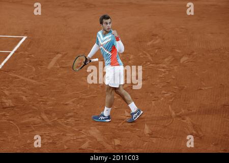 Hugo GASTON (fra) ha festeggiato il 4 ottobre 2020 presso lo stadio Roland Garros, nel corso del torneo di tennis Grand Slam Roland Garros 2020 Foto Stock