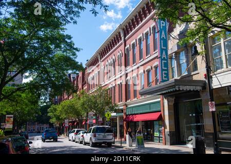 Storico The Palace Theatre su Hanover Street vicino a Elm Street nel centro di Manchester, New Hampshire NH, Stati Uniti. Foto Stock