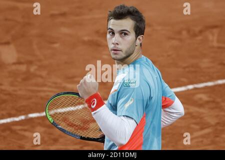 Hugo GASTON (fra) ha festeggiato il 4 ottobre 2020 presso lo stadio Roland Garros, nel corso del torneo di tennis Grand Slam Roland Garros 2020 Foto Stock