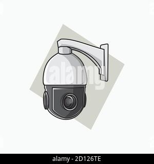 Illustrazioni vettoriali - cupola bianca TVCC (telecamera di sorveglianza) per sistema di sicurezza - cartoni piatti stile Illustrazione Vettoriale