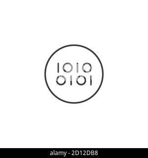 Icona codice binario. Icona vettore minimo in cerchio. Codice calcolatore uno e zero. Icona dati digitali. Illustrazione vettoriale di stock isolata su sfondo bianco Illustrazione Vettoriale