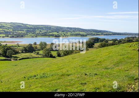 Vista sul lago artificiale di Blagdon a Mendips da Nempnet Thrubwell, Somerset, Inghilterra, Regno Unito Foto Stock