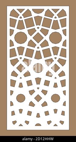 Modello geometrico CNC. Rapporto 1 a 2. Schema laser. Schermo divisorio e pannello vettoriale per taglio laser. Design moderno a gradiente Illustrazione Vettoriale