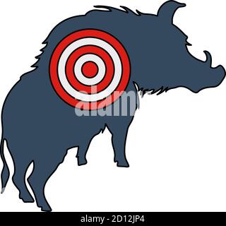 Icona di silhouette Boar con Target. Contorno modificabile con disegno riempimento colore. Illustrazione vettoriale. Illustrazione Vettoriale