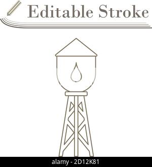 Icona della torre dell'acqua. Disegno semplice tratto modificabile. Illustrazione vettoriale. Illustrazione Vettoriale