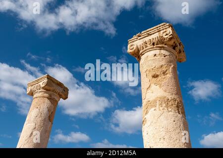 Colonne romane, Paphos parco archeologico, Kato Paphos, Cipro Foto Stock