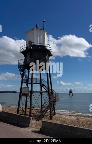 Vecchio faro di legno, Dovercourt, Harwich, Essex Foto Stock