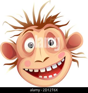 Testa Chimp Monkey Funny Face Expression isolata Illustrazione Vettoriale