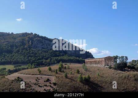 Antico tempio greco di Venere Segesta Sicilia, Italia. Foto Stock