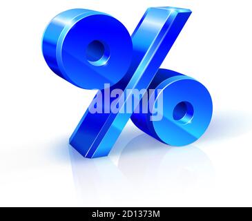 Segno di persente blu lucido. Illustrazione 3d su sfondo bianco. Illustrazione Vettoriale