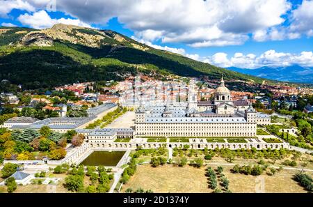 Il Monastero reale di San Lorenzo de El Escorial vicino a Madrid, Spagna Foto Stock