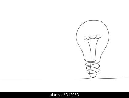 Lampadina una linea che si disegna su sfondo bianco Illustrazione Vettoriale