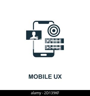 Icona di Mobile UX. Elemento semplice della raccolta di sviluppo delle app. Icona di Mobile UX piena per modelli, infografiche e altro ancora Illustrazione Vettoriale