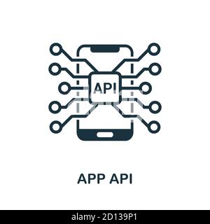 Icona API app. Elemento semplice della raccolta di sviluppo delle app. Icona API dell'app compilata per modelli, infografiche e altro ancora Illustrazione Vettoriale
