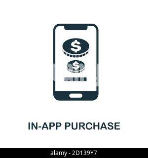 Icona di acquisto in-App. Elemento semplice della raccolta di sviluppo delle app. Icona di acquisto in-App compilata per modelli, infografiche e altro ancora Illustrazione Vettoriale