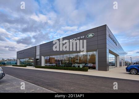 Concessionaria Jaguar Land rover, Boston, Inghilterra orientale, Regno Unito Foto Stock