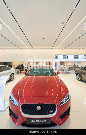 Concessionaria Jaguar Land rover, Boston, Inghilterra orientale, Regno Unito Foto Stock