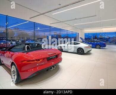 Concessionaria Jaguar Land rover, Boston, Inghilterra orientale, Regno Unito Foto Stock