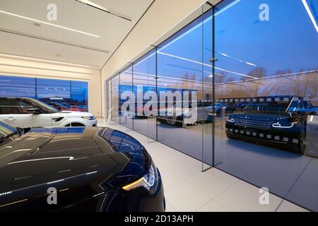 Concessionaria Jaguar Land rover, Boston, Inghilterra orientale, Regno Unito Foto Stock
