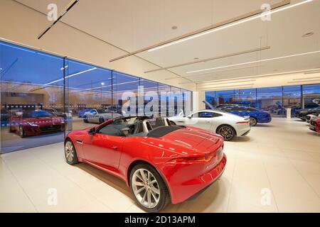 Concessionaria Jaguar Land rover, Boston, Inghilterra orientale, Regno Unito Foto Stock