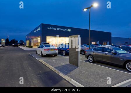 Concessionaria Jaguar Land rover, Boston, Inghilterra orientale, Regno Unito Foto Stock