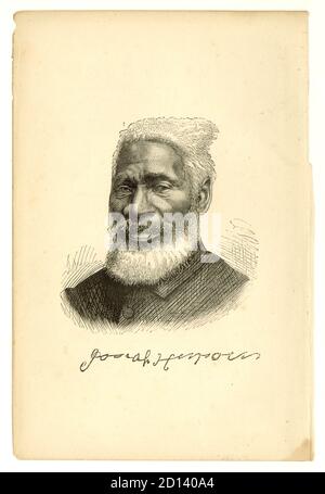 Libro piatto del reverendo Josiah Henson tratto dal libro Uncle Toms - una breve storia della sua vita a cura di John Lobb. Questa illustrazione è presa dal libro che è datato 1877, il disegno è stato copiato da una fotografia di Josiah dagli studi di Bradshaw & Godart, (successori alla scuola di fotografia di Londra), 103, Newgate Street, E.C., Londra U.K. Foto Stock