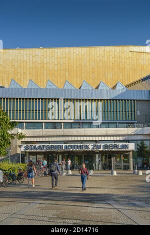 Biblioteca di Stato, forum culturale, Potsdam street, zoo, medio, Berlino, Germania, Staatsbibliothek, Kulturforum, Potsdamer Strasse e il Tiergarten, nel quartiere Mitte, DT Foto Stock