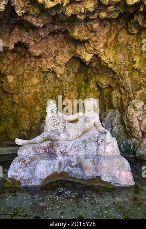 Francia, Côte-d'Or (21), Source-Seine anciennment commune de Blessey, statuette de la Nymphe des Sources de la Seine, copie de l'½uvre du sculpteur bourgu Foto Stock