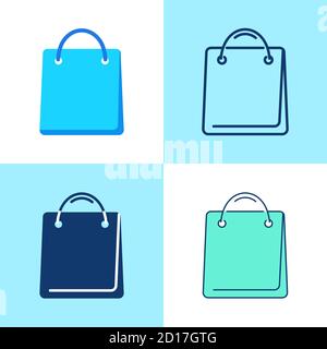 Icona della borsa da shopping in stile piatto e in linea Illustrazione Vettoriale