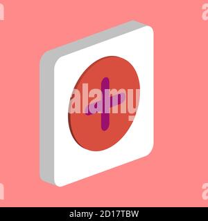 Icona Add Plus Simple Vector (Aggiungi vettore semplice). Modello di disegno simbolo illustrazione per elemento dell'interfaccia utente Web mobile. Pittogramma isometrico a colori perfetto sul quadrato bianco 3d. Aggiungi Illustrazione Vettoriale