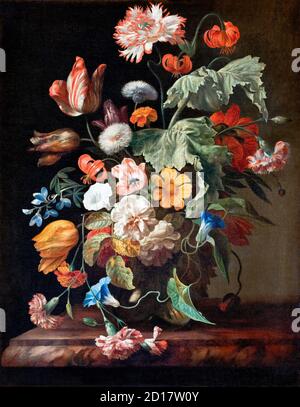 Ancora vita con fiori di Rachel Ruysch (1664-1750), olio su tela Foto Stock