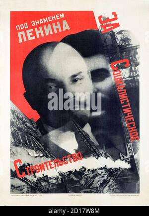 Sotto la bandiera di Lenin per la costruzione socialista, poster di Gustavs Klucis, 1930 Foto Stock