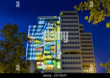 Festival delle Luci, alto, regime pensionistico tedesco, dam Hohenzollern, villaggio Wilmers, Berlino, Germania, Hochhaus, Deutsche Rentenversicherung, Hohen Foto Stock