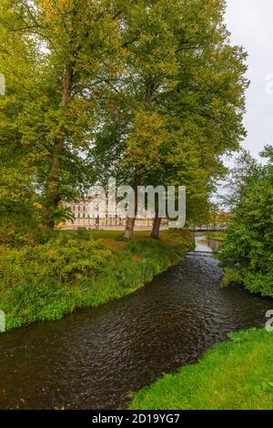 Parco paesaggistico di Palazzo Ludwigslust, Ludwigslust, Meclemburgo-Pomerania occidentale, Germania orientale, Europa Foto Stock