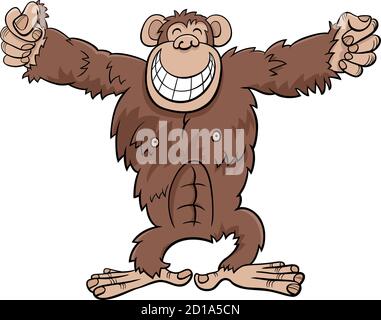 Illustrazione del fumetto di Funny Gorilla Ape personaggio animale selvaggio Illustrazione Vettoriale