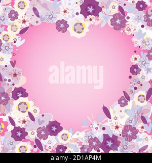 cornice di fiori a forma di cuore Illustrazione Vettoriale