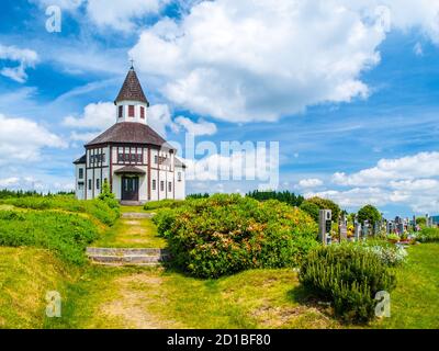 Cappella Tesarov. Piccolo bulding evangelico religioso in legno a Korenov, Repubblica Ceca. Foto Stock