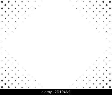 Sfondo con motivo punteggiato agli angoli.sfondo bianco con punti neri,circoli.Raster moderna grafica pop ottica per poster, biglietti da visita Foto Stock