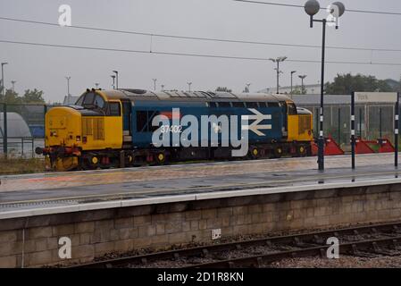 Ex locomotiva diesel British Rail Classe 37 37402 Stephen Middlemore In un vistare alla stazione ferroviaria di York Foto Stock