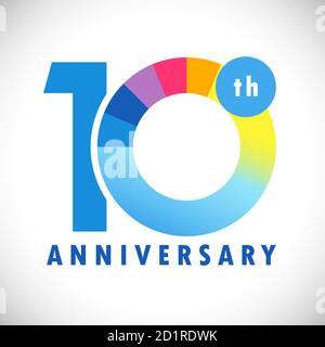 numeri del 10° anniversario. congrati colorati di 10 anni. Carino concetto di congratulazioni. Modello grafico astratto isolato. Cifre blu. Illustrazione Vettoriale