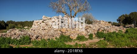 talayot cuadrado, conjunto prehistórico de Capocorb Vell, princippios del primer milenio a. C. (Edad de Hierro), Monumento Histórico Artístico, Llucma Foto Stock