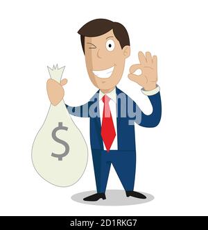 Imprenditore mani denaro sacchetto Illustrazione Vettoriale