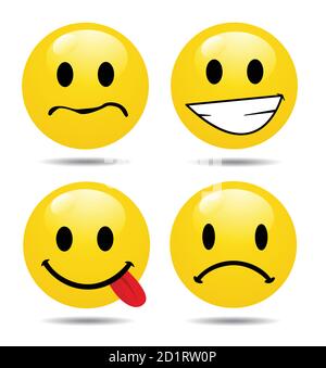 Set di caratteri di emoticon gialle Illustrazione Vettoriale