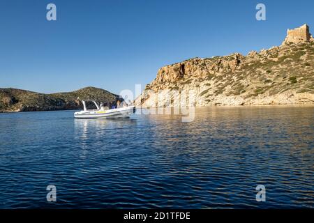 Es Port, puerto de Cabrera, Parque nacional marítimo-terre del Archipiélago de Cabrera, Mallorca, Isole Baleari, Spagna Foto Stock