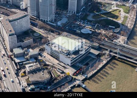 The Royal Festival Hall, South Bank, Londra, 2018, Regno Unito. Vista aerea. Foto Stock