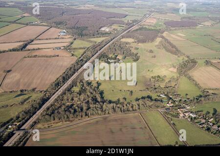 Parco paesaggistico di Stratton Park, progettato da Humphry Repton nel 1801, Micheldever, Hampshire, Regno Unito. Vista aerea. Foto Stock