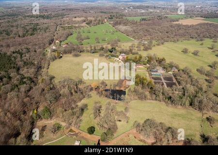 Park Around Forest Lodge, Windsor Great Park, Berkshire, Regno Unito. Vista aerea. Foto Stock