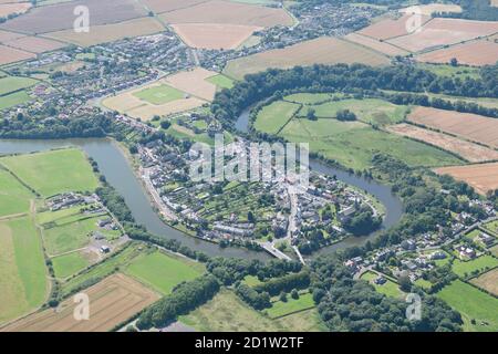 Warkworth, Northumberland, 2014. Vista aerea. Foto Stock