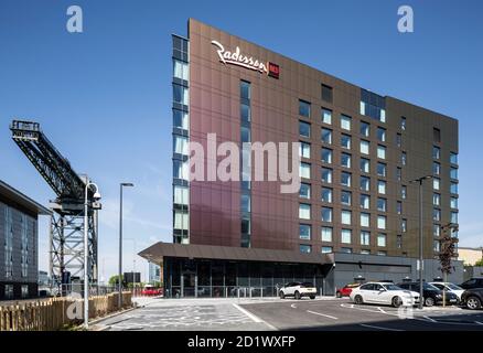 Vista esterna del Radisson RED Hotel, Glasgow, Scozia, Regno Unito, con 174 camere. Foto Stock